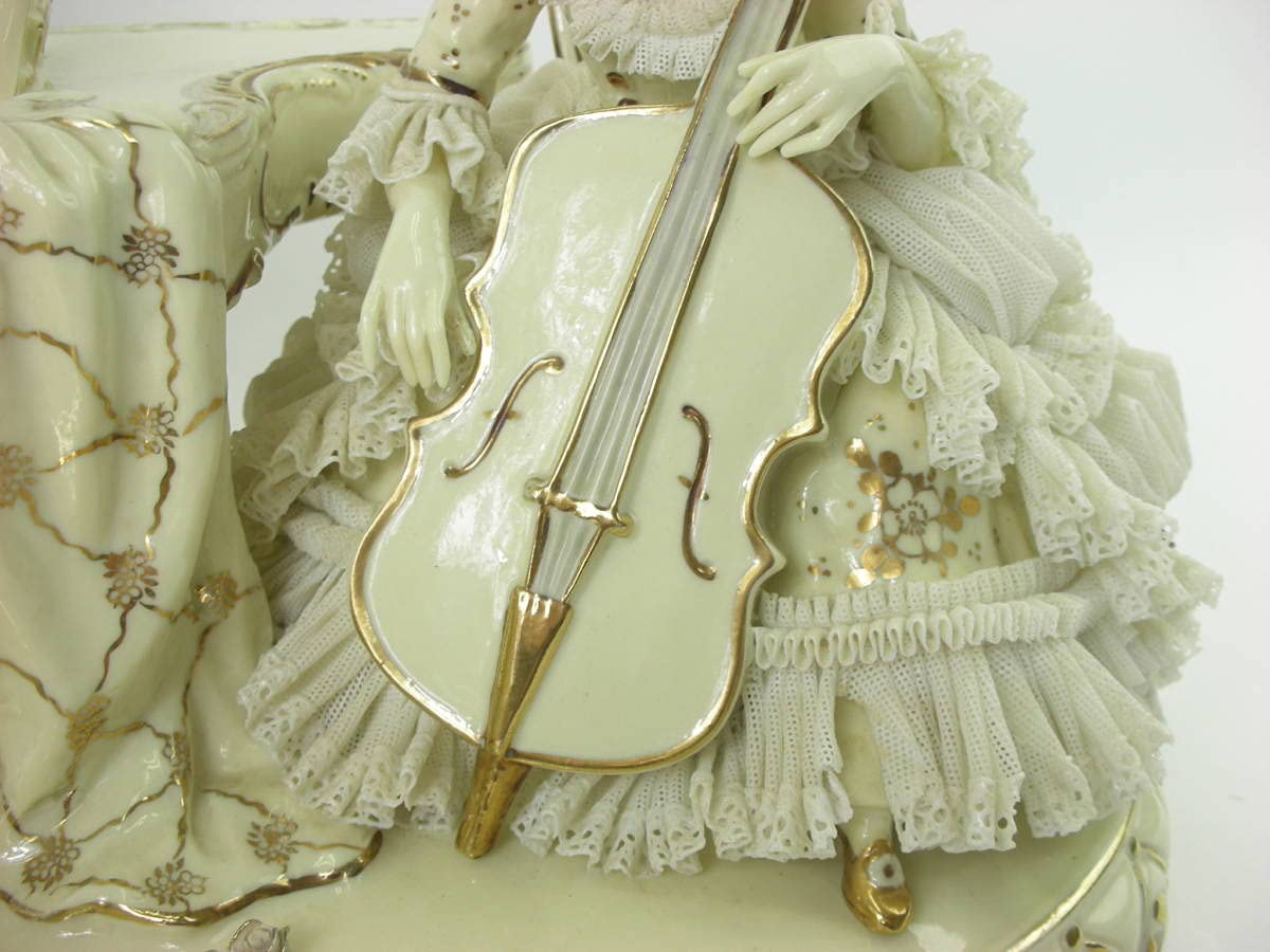 アンティーク19世紀ドイツ ドレスデン 舞踏会で踊る男女 大型置物（横